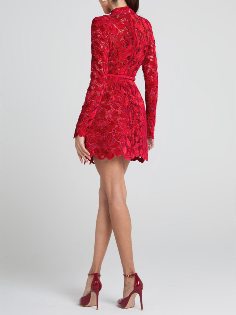 Elegant Sophisticated Lace Detail Mini Dress
