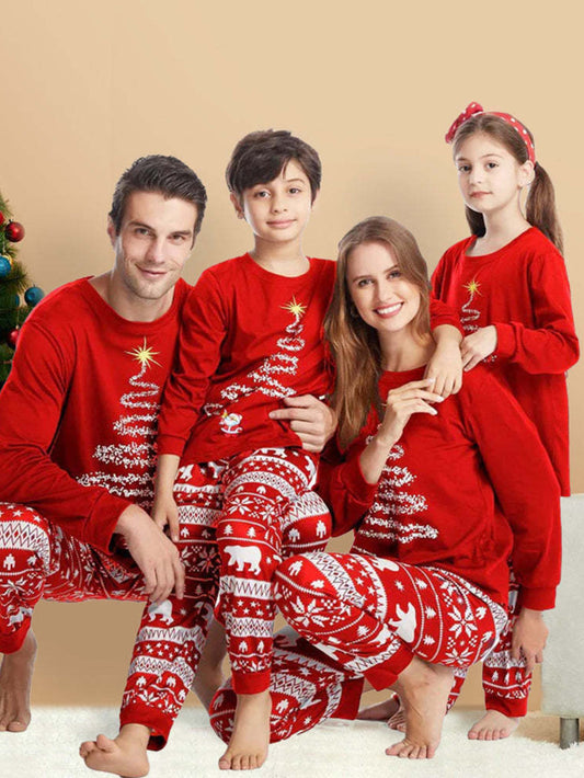 Red Christmas Tree Family Pajama Set