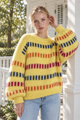 Open Knit Multicolor Stripe Sweater