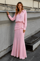 Elegant Creative Street Style Solid Long Sleeve Shirtdress Two Piece Set