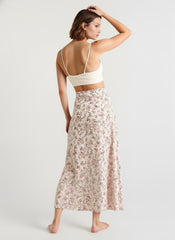 Digital Floral Print Tight High Slit Maxi Skirt