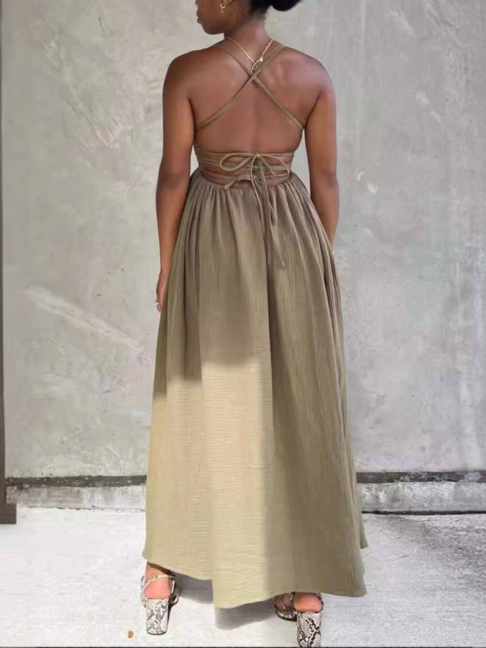 Tube Top Lace Up Side Slit Party Dress