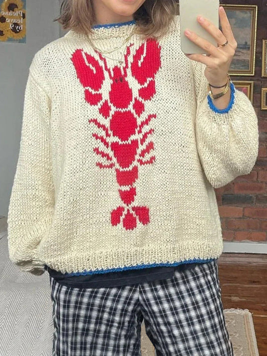 Cartoon Lobster Pattern Sweater