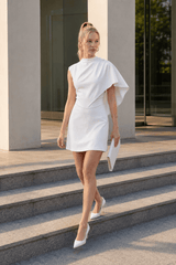 Simple Irregular Sleeveless Waist Mini Dress