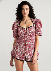 Puff Sleeve Floral Tie Two Piece Set