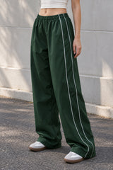 Piping Detail Wide Leg Track Pants