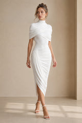 Ruched Turtleneck Midi Dress