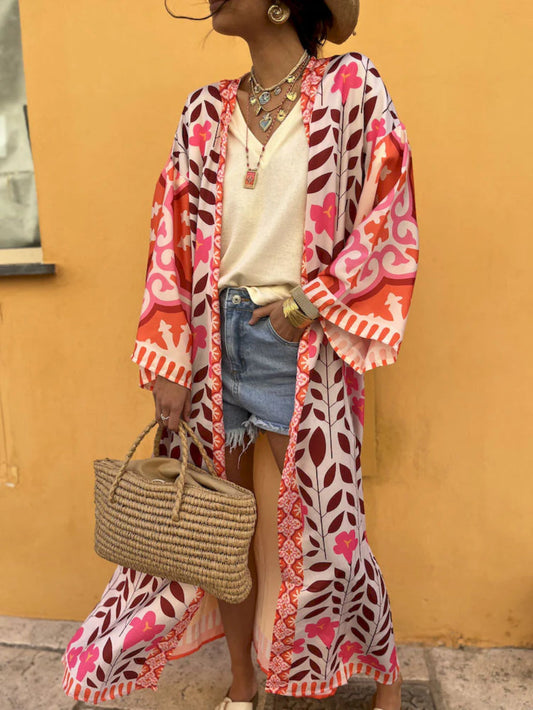 Floral Print Oversized Cardigan