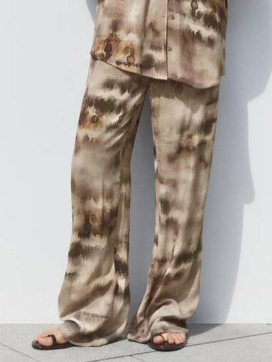Printed Shirt and Wide Leg Pants