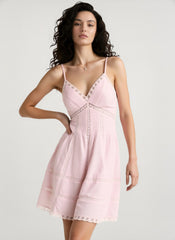 Lace Patchwork Hollow Ruffle Cami Mini Dress