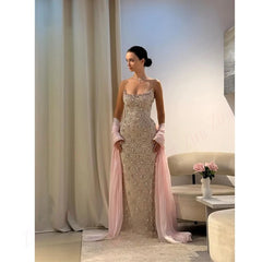 Sleeveless Pink Mermaid Gown