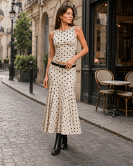 Polka Dot Ruched Maxi Two Pieces Set