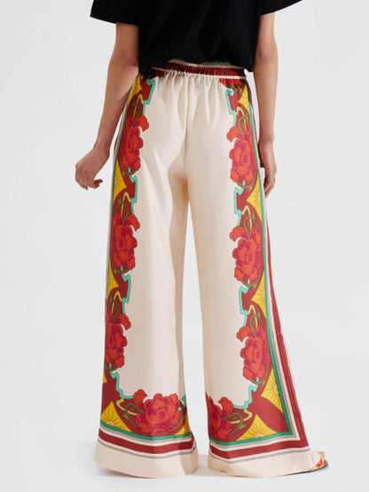 Floral Print Wide-Leg Pants