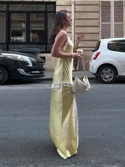 Lace Patchwork V-Neck Long Dress