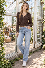 Hooded Button Graceful Front Knit Cardigan
