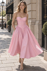 Elegant Vintage Satin Halter Maxi Prom Dress