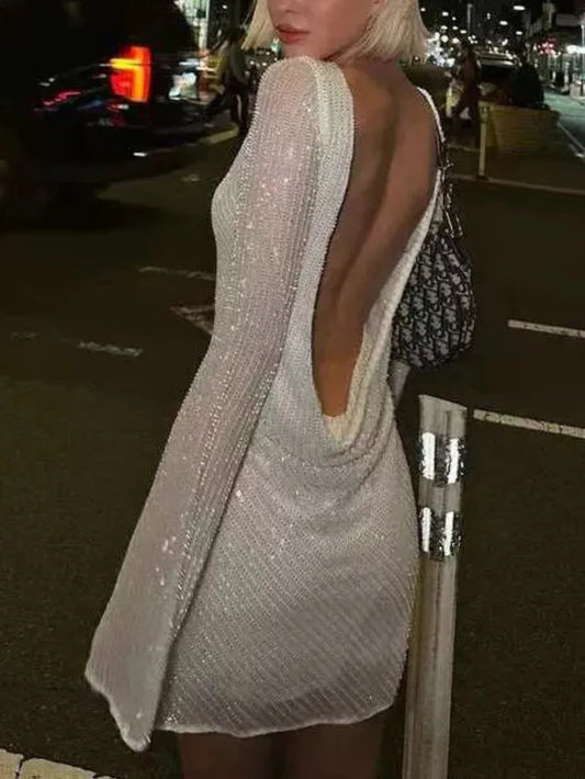 Elegant Sequin Backless Party Dress
