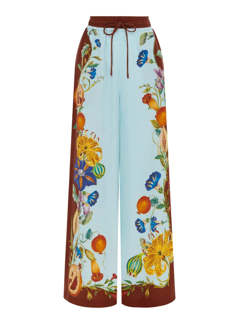 Floral Print Wide-Leg Pants with Pockets