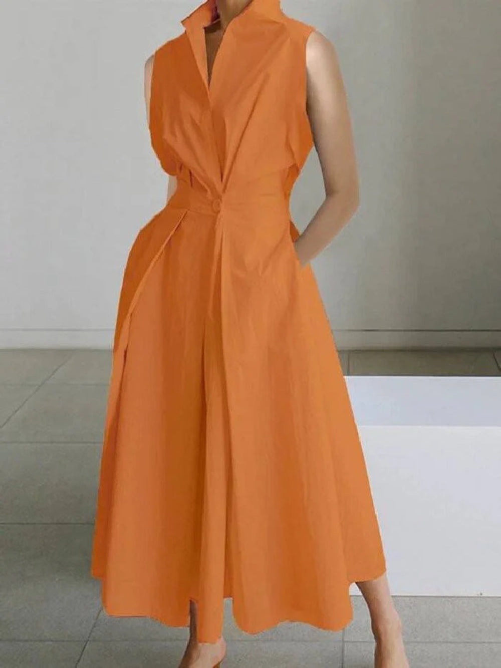 Vertical Collar V-neck A-Line Dress