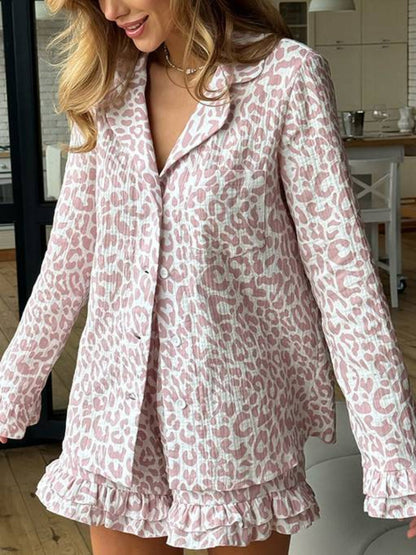 Long Sleeve Leopard Sleepwear Set