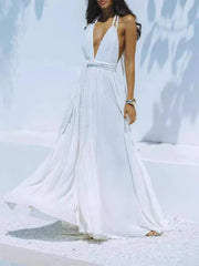 Tie-String Solid Color Dress