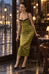 Satin Sleeveless Solid Contrast Trim Dress