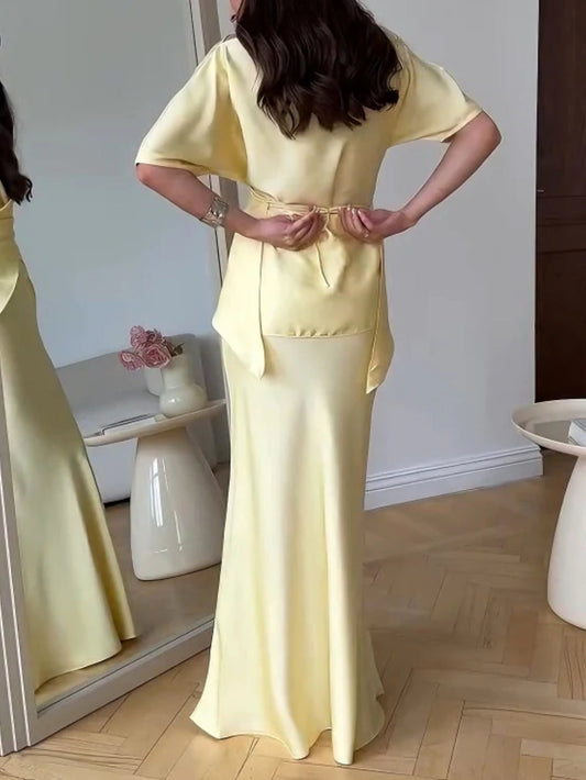 Asymmetric Drape Satin Blouse