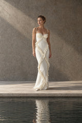 Lace Ruffle Spaghetti Strap Maxi Dress