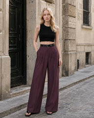 Chic High Waist Pleated Wide Pants