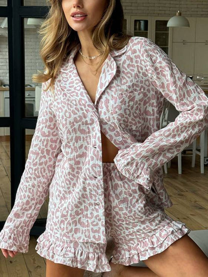 Long Sleeve Leopard Sleepwear Set