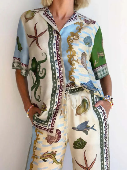 Loose Fit Ocean Floral Shirt