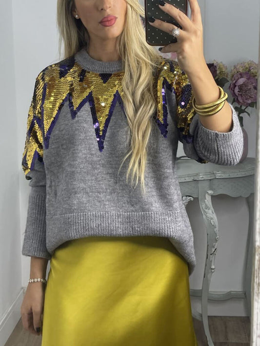 Colorful Sequin Crewneck Sweater