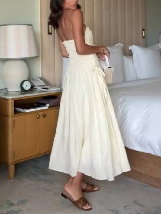 Tube Top Pleated Dress