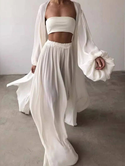 Long Shirt Wide Leg Pants Set