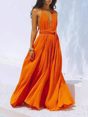 Tie-String Solid Color Dress