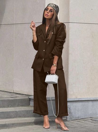 Cotton Blazer and Pants Set Women