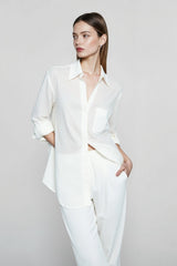 Linen V Neck Relaxed Blouse