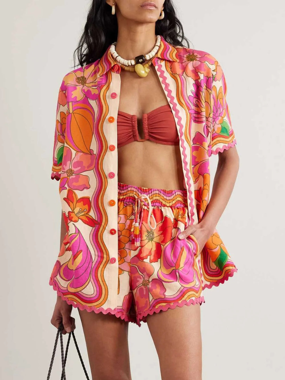 Tropical Hibiscus Print Two Piece Set