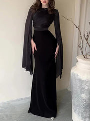 Chiffon Ruffled Sleeve Bodycon Dress