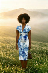 DressBetty - 2024  V Neck Sleeveless Wrap Dress Elegant Plaid Midi Dress