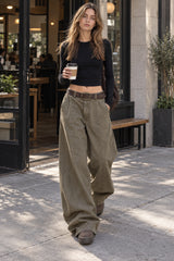Structured Tailored Wide-Leg Cargo Pants