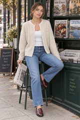 Stripe Roll Neck Button Casual Cardigan