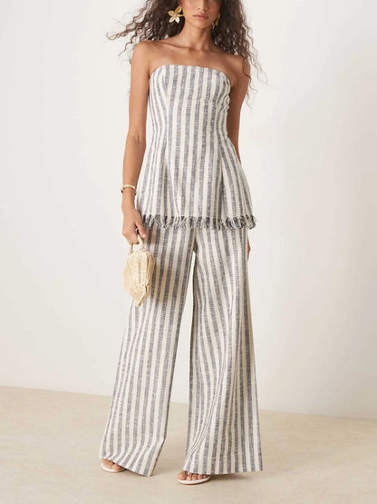 Striped Tassel Wrap Tank Top