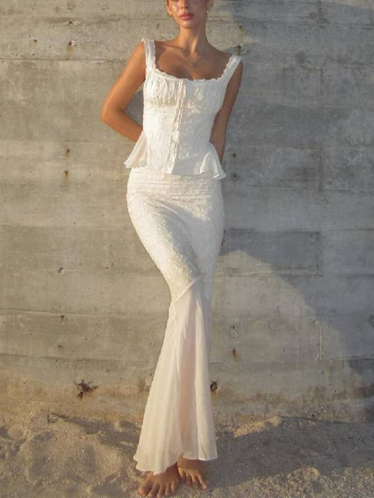 Lace Top & Fishtail Dress Set
