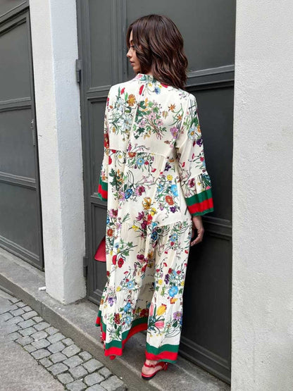 Floral Print Bell Sleeve Maxi Dress