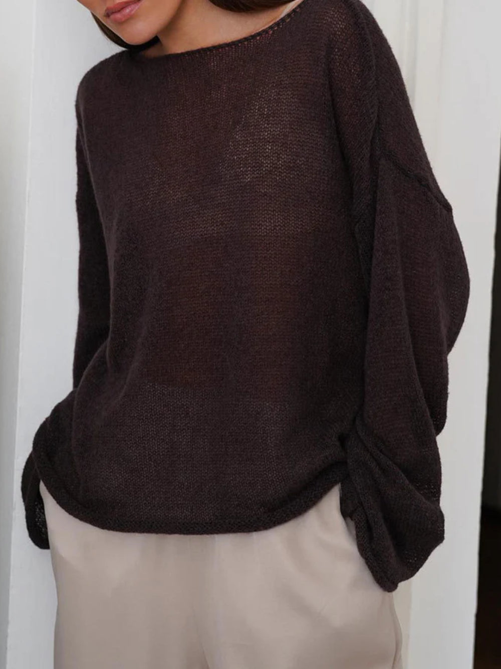 Sheer Bell Sleeve Knit Top