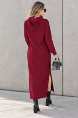 Slit Hem Hoodie Dress