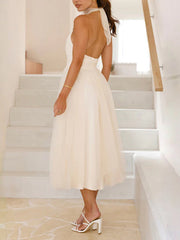Mesh High Neck Halter Dress
