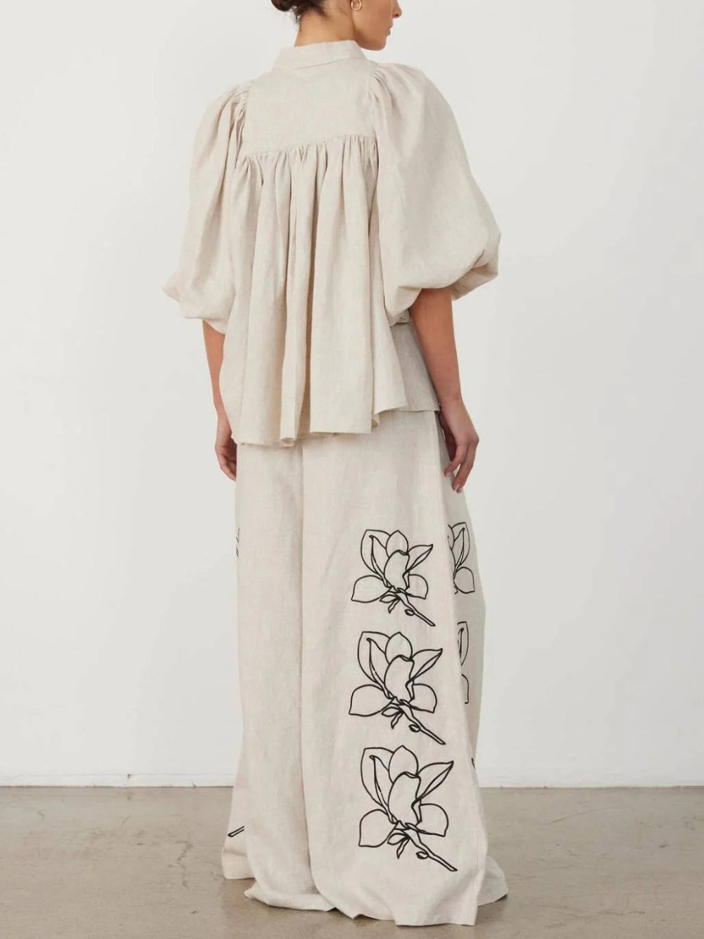 Vintage Floral Wide-Leg Pants