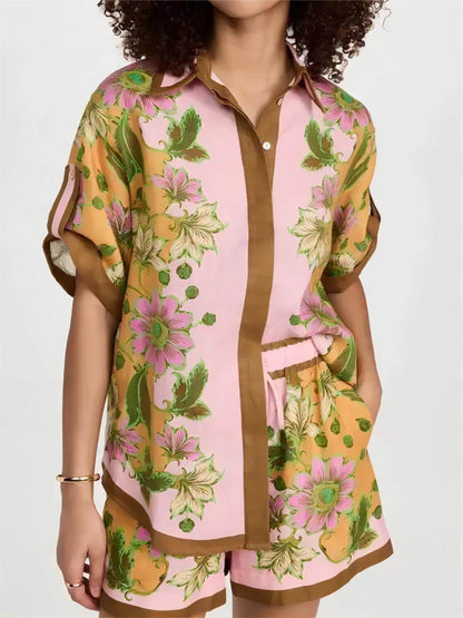 Retro Floral Shorts Set